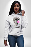Gözlüklü David'in Kafasının Alçı Heykeli Kadın Erkek  Beyaz Kapüşonlu Sweatshirt Hoodie