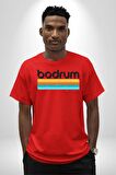 Bodrum Türkiye Pamuklu Bisiklet Yaka Kadın Erkek Oversize Boyfriend Dijital Baskılı Kırmızı T-shirt