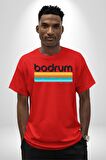 Bodrum Türkiye Pamuklu Bisiklet Yaka Kadın Erkek Oversize Boyfriend Dijital Baskılı Kırmızı T-shirt
