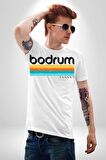Bodrum Türkiye Kadın Erkek Unisex Beyaz Organik Baskılı T-Shirt Penye Yüksek Kalite