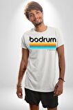 Bodrum Türkiye Kadın Erkek Unisex Beyaz Organik Baskılı T-Shirt Penye Yüksek Kalite
