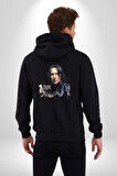 Severus Snape Sulu Boya Kadın Erkek Siyah Kapüşonlu Fermuarlı Baskılı Hırka Sweatshirt