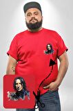 Severus Snape Sulu Boya Kırmızı Büyük Beden Kadın Basic Minimal Baskılı Tişört