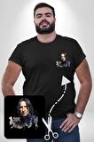 Severus Snape Sulu Boya Siyah Büyük Beden Kadın Basic Minimal Baskılı Tişört