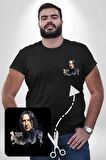 Severus Snape Sulu Boya Siyah Büyük Beden Kadın Basic Minimal Baskılı Tişört