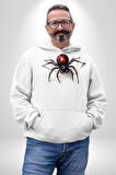 Beyaz Örümcek Kadın Erkek  Beyaz Kapüşonlu Sweatshirt Hoodie