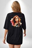 Hermione Granger Harry Potter Siyah Oversize Kadın Erkek Ön ve Sırt Baskılı Tişört