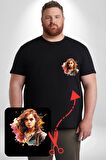 Hermione Granger Harry Potter Siyah Büyük Beden Kadın Basic Minimal Baskılı Tişört