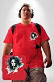 Bellatrix Lestrange Harry Potter Kırmızı Büyük Beden Kadın Basic Minimal Baskılı Tişört