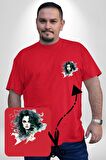 Bellatrix Lestrange Harry Potter Kırmızı Büyük Beden Kadın Basic Minimal Baskılı Tişört