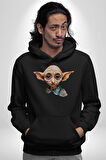 Dobby Elf Harry Potter Sulu Boya Kadın Erkek  Siyah Kapüşonlu Sweatshirt Hoodie