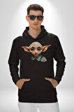 Dobby Elf Harry Potter Sulu Boya Kadın Erkek  Siyah Kapüşonlu Sweatshirt Hoodie
