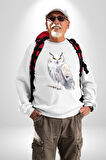 Beyaz Baykuş Harry Potter Posta  Kadın Erkek Beyaz Sweatshirt 