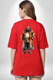 Rubeus Hagrid Harry Potter Karakteri  Kırmızı Oversize Kadın Erkek Ön ve Sırt Baskılı Tişört