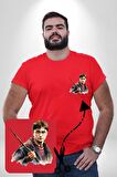 Sulu Boya Harry Potter Kırmızı Büyük Beden Kadın Basic Minimal Baskılı Tişört