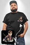 Sulu Boya Harry Potter Siyah Büyük Beden Kadın Basic Minimal Baskılı Tişört