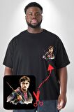 Sulu Boya Harry Potter Siyah Büyük Beden Kadın Basic Minimal Baskılı Tişört