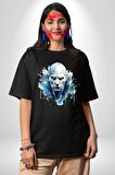 Lord Voldemort Sulu Boya Pamuklu Bisiklet Yaka Kadın Erkek Oversize Boyfriend Dijital Baskılı Siyah T-shirt