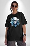Lord Voldemort Sulu Boya Pamuklu Bisiklet Yaka Kadın Erkek Oversize Boyfriend Dijital Baskılı Siyah T-shirt