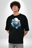 Lord Voldemort Sulu Boya Pamuklu Bisiklet Yaka Kadın Erkek Oversize Boyfriend Dijital Baskılı Siyah T-shirt