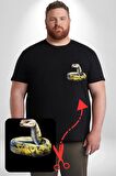 Snake Yılan Anaconda  Siyah Büyük Beden Kadın Basic Minimal Baskılı Tişört
