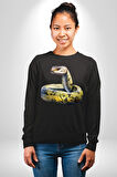 Snake Yılan Anaconda  Kadın Erkek Siyah Sweatshirt 