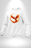Anka Kuşu  Kadın Erkek Beyaz Sweatshirt 