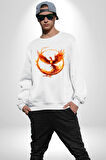 Anka Kuşu  Kadın Erkek Beyaz Sweatshirt 