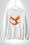 Anka Kuşu  Kadın Erkek Beyaz Sweatshirt 