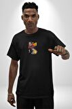 Karikatür Basketbol AllenIverson The Answer Siyah Oversize Kadın Erkek Ön Orta Minimal Baskılı Tişört