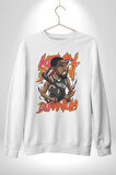 Karikatür Basketbol Durantula Kyrie Irving Brooklyn NBA Star Kadın Erkek Beyaz Sweatshirt 