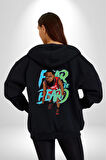 Sakaldan Korkmak Yazılı Basketbol James Harden Star Kadın Erkek Siyah Kapüşonlu Fermuarlı Baskılı Hırka Sweatshirt