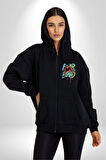 Sakaldan Korkmak Yazılı Basketbol James Harden Star Kadın Erkek Siyah Kapüşonlu Fermuarlı Baskılı Hırka Sweatshirt