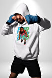Sakaldan Korkmak Yazılı Basketbol James Harden Star Kadın Erkek  Beyaz Kapüşonlu Sweatshirt Hoodie