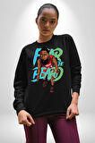 Sakaldan Korkmak Yazılı Basketbol James Harden Star Kadın Erkek Siyah Sweatshirt 