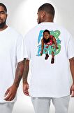 Sakaldan Korkmak Yazılı Basketbol James Harden Star Büyük Beden Beyaz Tişört Kadın Erkek Ünisex Sırt Baskılı