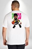 Karikatür Basketbol Kyrie Irving NBA Star Büyük Beden Beyaz Tişört Kadın Erkek Ünisex Sırt Baskılı