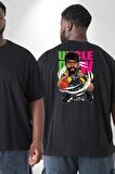Karikatür Basketbol Kyrie Irving NBA Star Büyük Beden Siyah Tişört Kadın Erkek Ünisex Sırt Baskılı