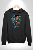Ja Morant Basketbol  Kadın Erkek  Siyah Kapüşonlu Sweatshirt Hoodie