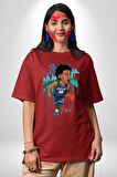 Ja Morant Basketbol  Pamuklu Bisiklet Yaka Kadın Erkek Oversize Boyfriend Dijital Baskılı Kırmızı T-shirt
