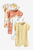 % 100 Pamuklu Multi Neutral 4’lü Romper Set