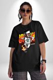 Utah Jazz Jordan Clarkson Pamuklu Bisiklet Yaka Kadın Erkek Oversize Boyfriend Dijital Baskılı Siyah T-shirt