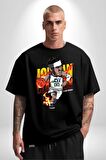 Utah Jazz Jordan Clarkson Pamuklu Bisiklet Yaka Kadın Erkek Oversize Boyfriend Dijital Baskılı Siyah T-shirt