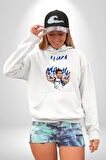 Luka Luka Doncic Basketboll Dallas Kadın Erkek  Beyaz Kapüşonlu Sweatshirt Hoodie