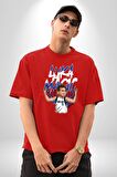 Luka Luka Doncic Basketboll Dallas Pamuklu Bisiklet Yaka Kadın Erkek Oversize Boyfriend Dijital Baskılı Kırmızı T-shirt