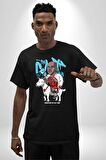 Keçi Micheal Jordan Basketbol Pamuklu Bisiklet Yaka Kadın Erkek Oversize Boyfriend Dijital Baskılı Siyah T-shirt