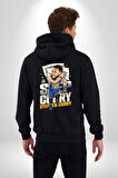 Stephen Curry Basketbol Kaz Tüylü Yastık Kadın Erkek Siyah Kapüşonlu Fermuarlı Baskılı Hırka Sweatshirt