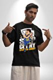 Stephen Curry Basketbol Kaz Tüylü Yastık Pamuklu Bisiklet Yaka Kadın Erkek Oversize Boyfriend Dijital Baskılı Siyah T-shirt