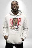 Basketbol Oyun Zamanı Kadın Erkek  Beyaz Kapüşonlu Sweatshirt Hoodie