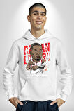 Basketbol Oyun Zamanı Kadın Erkek  Beyaz Kapüşonlu Sweatshirt Hoodie
